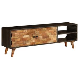Meuble TV moyen en bois de manguier massif, design durable marron et noir - Product Image 1