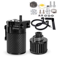 Kit Universal de Tanque de Captura de Aceite de Aluminio de 300 ml, Tanque de Captura de Aceite de Fibra de Carbono con Cabeza Plana y Transpirable + Placa de Montaje