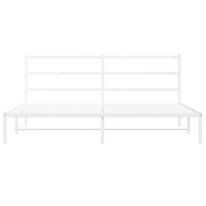 Cadre de lit rectangulaire en acier blanc thermolaqué, lit en métal complet - Product Image 5