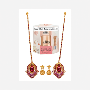 Conjunto de Collar Largo Estilo Real, Joyería Fina de Moda con Circonitas y Rubíes CZ para Ocasiones Nupciales-11058796GL - Product Image 2