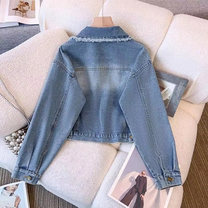 2026 Women's Retro Washed <b>Denim</b> Jacket Loose Cropped Top Large Pocket Casual Eco-Friendly Winter Autumn <b>Coat</b> Wholesale - Product Image 4