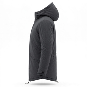 <b>Men's</b> <b>Black</b> Stand Puffer Jacket <b>Long</b> Sleeve Zipper Closure Windproof Casual Winter Solid Color Polyester Fleece Thick <b>Coat</b> Front - Product Image 5