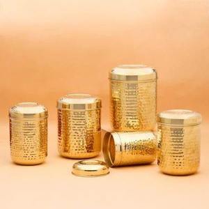 High Quality Brass Storage <b>Box</b> Handcrafted Metal Container <b>for</b> Grains Spices Container Available at Best Price - Product Image 3