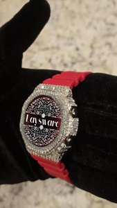 Luxury Antique Quartz Analog Digital Sport Watch <b>Red</b> Rubber Strap Silver Dial 20BAR Water Resistant Brass Unisex Fashion - Product Image 4