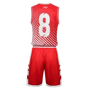 Conjunto de camiseta de baloncesto roja, uniforme de equipo sin mangas con cuello en V, kit deportivo estampado de secado rápido para entrenamiento y partidos - Product Image 2