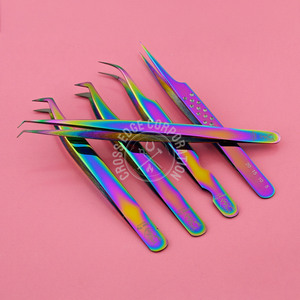 Pinzas de pestañas con punta de fibra de aislamiento para extensiones de pestañas con agarre de diamante, puntas precisas de acero japonés para volumen Mega Classic - Product Image 1