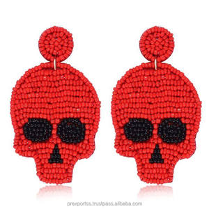 Pendientes de Aro Góticos de Calavera con Cuentas de Cristal y Diamantes de Imitación, de Acero Inoxidable, para Halloween, Talla Personalizada, para Mujer, con Diseño de Esqueleto Espeluznante - Product Image 4