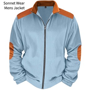 Men's <b>Smart</b> Casual Fleece <b>Jacket</b> with Zip-Up Stand Collar Quick Dry 100% Cotton Washed Finish - Product Image 5