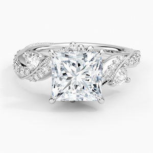 Anillo BOJ 04 Corte Princesa, Plata 925, Gran Camelia con Diamantes y Baño de Rodio, Anillo de Boda de 2ct, Color D, VVS1, Moissanita con Certificado GRA - Product Image 1