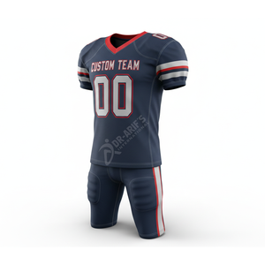 Ensemble de maillots de football américain personnalisés pour équipe, sublimés, col en V, anti-humidité, maille de marque premium, taille élastique, coupe régulière pour hommes adultes - Product Image 3
