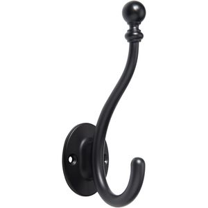 Lot de 5 crochets muraux décoratifs noirs mats pour peignoirs et serviettes, pour salle de bain, chambre, cuisine, manteaux, vêtements et armoires - Product Image 1