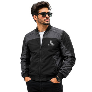 Chaqueta Bomber Negra y Gris Personalizada para Hombre, Chaqueta de Vuelo con Cierre, Resistente al Viento, Ligera, de Poliéster, Informal, para Invierno, Fabricación OEM ODM - Product Image 1