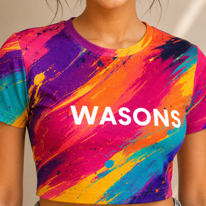 T-shirt court coloré pour femme, sublimation personnalisée, coupe ajustée sportive, écologique, respirant, vêtements en gros OEM - Product Image 4
