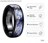 Bague en carbure de tungstène noir avec incrustation spirale triple celtique, alliance de mariage en émail bleu de 8 mm pour homme, bijoux celtiques en gros
