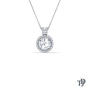 Pendentif solitaire en or 10K style halo avec attache en V, diamant de laboratoire rond de 0,3 carat, clarté VS1-2, OEM, vente en gros, fabricant et détaillant - Product Image 1