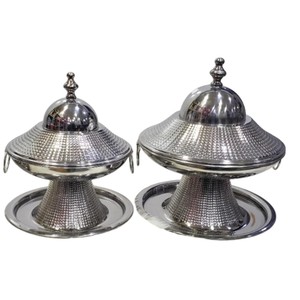 Modern Hammered Stainless Steel Date Serving Bowl With Gold Arabic Style Khajoor <b>Pot</b> For Ramadan Eid And Wedding Home Use - Product Image 5