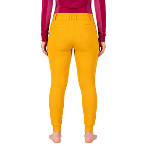 Pantalon d'équitation pour femme jaune doré, taille haute, extensible, avec passants de ceinture, pour la compétition et l'entraînement - Product Image 2