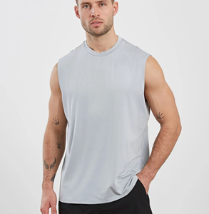 Camiseta Deportiva Personalizada al por Mayor con Logotipo, Talla Grande, para Gimnasio y Fitness, Camiseta Deportiva Corta sin Mangas de Algodón Personalizada para Hombre, Camiseta Deportiva Ajustada para Gimnasio - Product Image 1