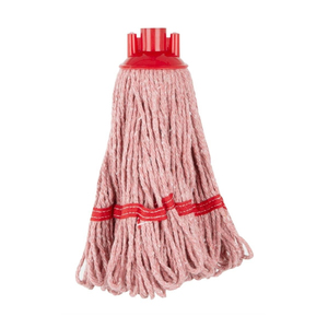 Cabezal de fregona de hilo de algodón de alta calidad y bajo precio con banda superior de color liso para sistema de limpieza de suelos, con extremo cortado, a bajo precio. - Product Image 1