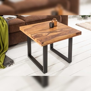 Table basse en bois Vandana Vintage Harmony IRON CRAFT 60cm finition pierre Sheesham marron Design industriel - Product Image 3