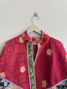 Indian Handmade <b>Patchwork</b> Quilted Boho <b>Jacket</b> Women Cotton Coat Vintage Kantha <b>Jacket</b> Reversible Overcoat Short <b>Jacket</b> - Product Image 5