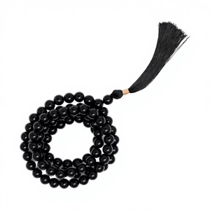 Collier Mala classique en onyx noir à 108 perles avec pompon, perles de prière religieuses pour l'islam, la méditation, le yoga, collier perlé unisexe - Product Image 2