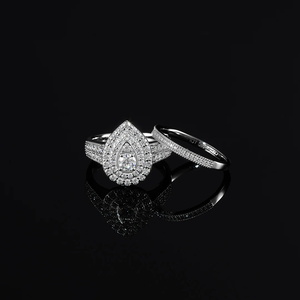 2.5ct S925 Solid <b>Silver</b> Pear Cut Moissanite Diamond Wedding Eternity Band Set Women's Fine <b>Toe</b> <b>Ring</b> - Product Image 1