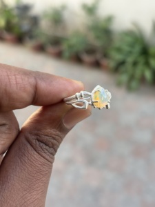 <b>Opal</b> Engagement Gift Statement <b>Ring</b> 925 Sterling <b>Silver</b> Peace Shape Cut AAA Quality Handmade Bezel Setting Classic Vintage Style - Product Image 2