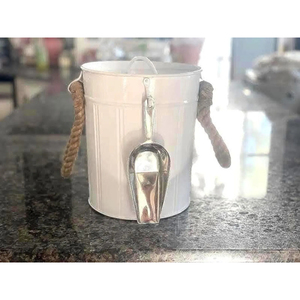 Modern Design Metal <b>Ice</b> Bucket White Powder Coated Bowl Shape With Rope Handle Beverage Tub for Bars Wine Bottles Parties - Product Image 3