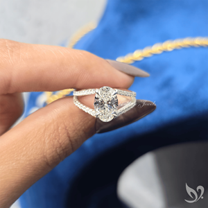 แหวนเพชรรูปไข่ 2 กะรัต แบบฝังเพชรสองแถว ทองคำขาว 10K รับรองโดย IGI สำหรับวันครบรอบหรือแหวนหมั้น - Product Image 5