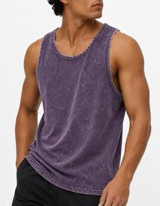 <b>Men's</b> O-Neck Sleeveless <b>Tank</b> <b>Top</b> Solid Color Washed <b>Knitted</b> Casual Fit Acid Wash <b>Men</b> <b>Tank</b> <b>Top</b> Solid Design 100% Cotton - Product Image 2