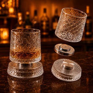 AquaHex <b>Crystal</b> <b>Decanter</b> with Stainless Steel Stopper Classic Old Fashioned Glass Design for Whisky Serving - Product Image 2