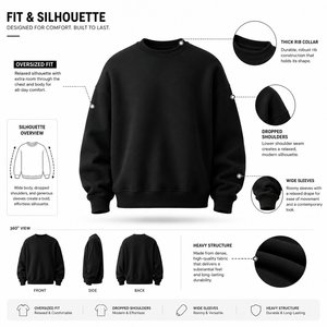 Oversized Crew Neck Sweatshirt Men's Plain Cotton <b>Pullover</b> Regular Fit Solid Color Casual Knitted <b>Jumper</b> Autumn Wear - Product Image 4