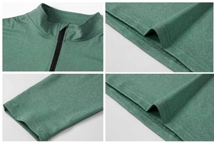 Nouveau athlétique hommes 1/4 Zip pull chemise de sport coupe rapide à manches longues quart Zip sweat imprimé motif tissé haut d'entraînement - Product Image 5