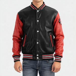 Men <b>Leather</b> Varsity <b>Jacket</b> Crew Neck <b>Long</b> Sleeve PU <b>Leather</b> Varsity <b>Jackets</b> Men Button Up Baseball <b>Leather</b> Varsity <b>Jacket</b> Tops - Product Image 6