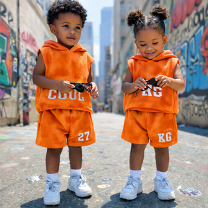 Conjunto de Ropa Urbana para Niños de Marca Propia, Sudadera sin Mangas con Estampado Tie Dye y Pantalones Cortos, Conjunto de Dos Piezas para Niños de Verano - Product Image 5