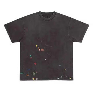 Camiseta de Manga Corta para Hombre, Diseño Personalizado OEM ODM, con Patrón Colorido Pintado a Mano, Cuello Redondo, Corte Regular, Tejido de Jersey de Algodón Informal - Product Image 1