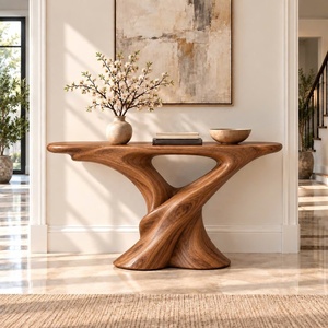 Mesas de consola de madera maciza natural 100% hechas a mano con diseño único, muebles de madera para apartamentos, muebles de hotel de diseño. - Product Image 3