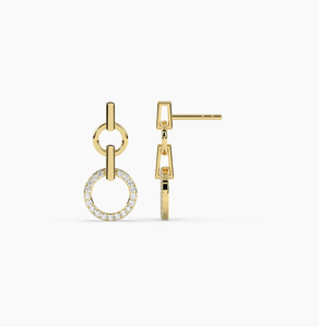 Modernos Pendientes de Diamantes Cultivados en Laboratorio con Corte Elegante en Oro de 14 Quilates, Certificados por IGI, para Bodas y Fiestas, Chapados en Oro de 14 Quilates - Product Image 3