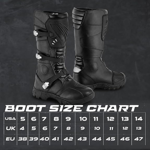 Chaussures de moto pour hommes, bottes de course en cuir imperméables à la cheville, semelle antidérapante, chaussures longues imperméables - Product Image 4