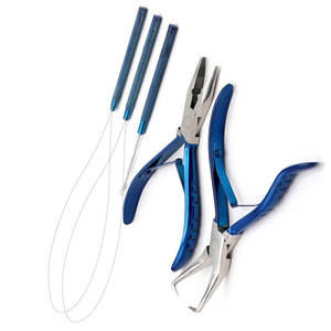 Pince à extensions de cheveux en acier inoxydable avec poignée bleue, outils d'installation et de retrait, qualité professionnelle supérieure - Product Image 3
