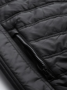 Men's Black <b>Quilted</b> Jacket Stand Collar Zipper Front Windproof Casual Solid Color Slim Fit Polyester <b>Wadding</b> Autumn Wear - Product Image 5