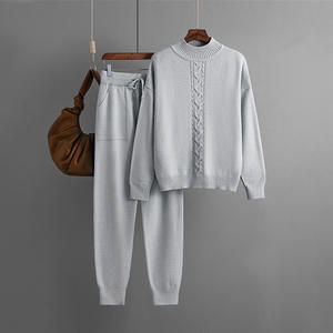 Conjunto de Dos Piezas de Suéter Casual de Punto con Cuello Alto y Antiarrugas para Mujer, Moda de Lujo Otoño Invierno - Product Image 6