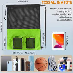 Mesh <b>Drawstring</b> Gym Swim Beach bag Large Waterproof Pool Sports <b>Backpack</b> for Swimming Gear Workout Yoga Travel Mesh <b>Drawstring</b> - Product Image 2