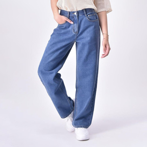 Pantalon en jean déchiré taille haute coupe droite en coton, coupe ample, délavé, respirant, séchage rapide, décontracté, hiver, unisexe - Product Image 3