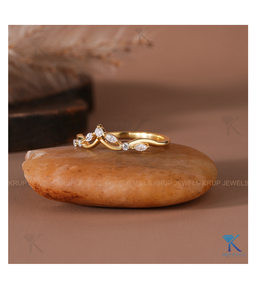 Anillo de Oro de 14K y 18K con Tiara de Diamantes Marquise y Redondos, Banda Chevron, para Mujer, para Aniversario de Bodas o Joyería de Cóctel, Joyería Fina - Product Image 2