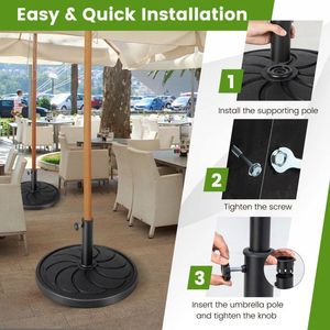Base per Ombrellone a Braccio Rotonda da 40 Libbre, 21,5 Pollici, Riempibile con Sabbia, in Acciaio Inossidabile e Alluminio per Patio - Product Image 6