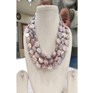 Atractivo Juego de Collar y Aretes de Perlas Barrocas de Imitación Rosa de Primera Calidad, 3 Filas, para Chicas Modernas, Bodas, Compromisos y Fiestas - Product Image 2