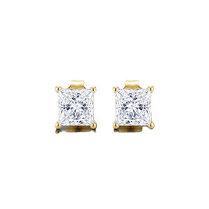 Boucles d'oreilles élégantes en or massif 10K 14K 18K avec diamants de laboratoire taille princesse, certifiés IGI, couleur DEF, clarté VS VVS - Product Image 1