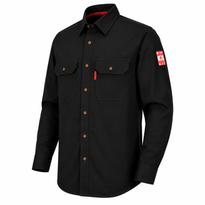 Camisa de Trabajo Ignífuga Negra para Hombre, Manga Larga, Uniforme de Reparación Mecánica, Ropa de Protección de Seguridad, Parche con Etiqueta, Marca Personalizada - Product Image 3